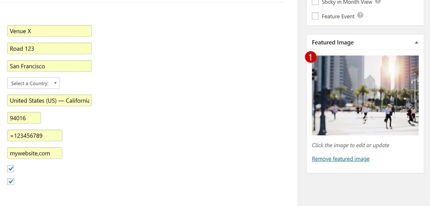 tipo di post personalizzato dell'evento