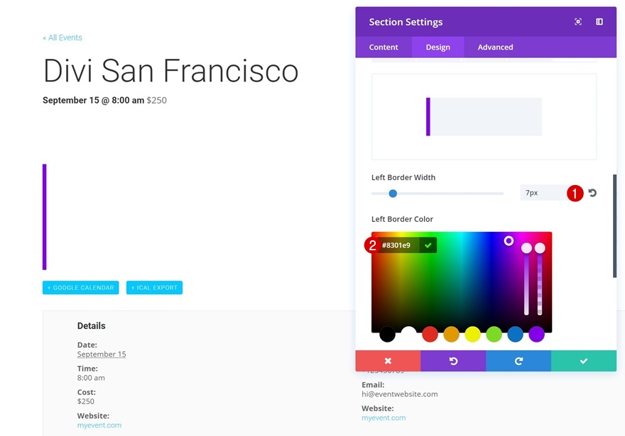tipo di post personalizzato dell'evento