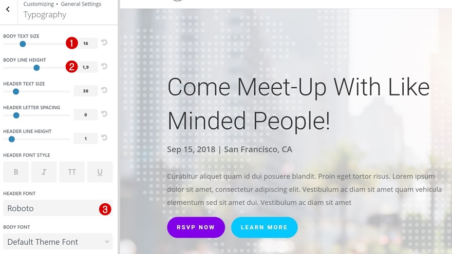 tipo di post personalizzato dell'evento