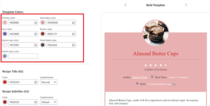 选择食谱模板 Choose a template for recipe
