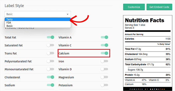 定制营养成分标签 Customize nutrition facts labels