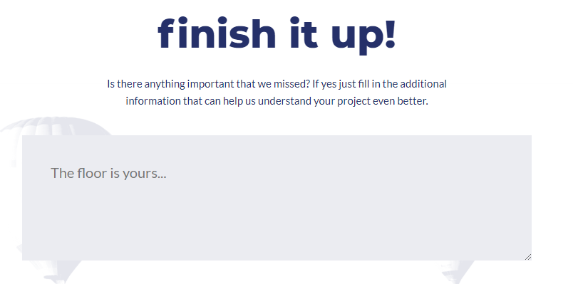 Um formulário rápido pedindo mais detalhes sobre seu projeto.