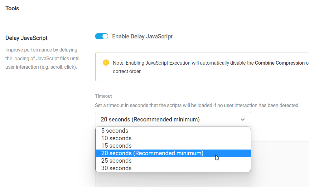ตัวเลือกการหมดเวลา JavaScript ล่าช้าของ Hummingbird