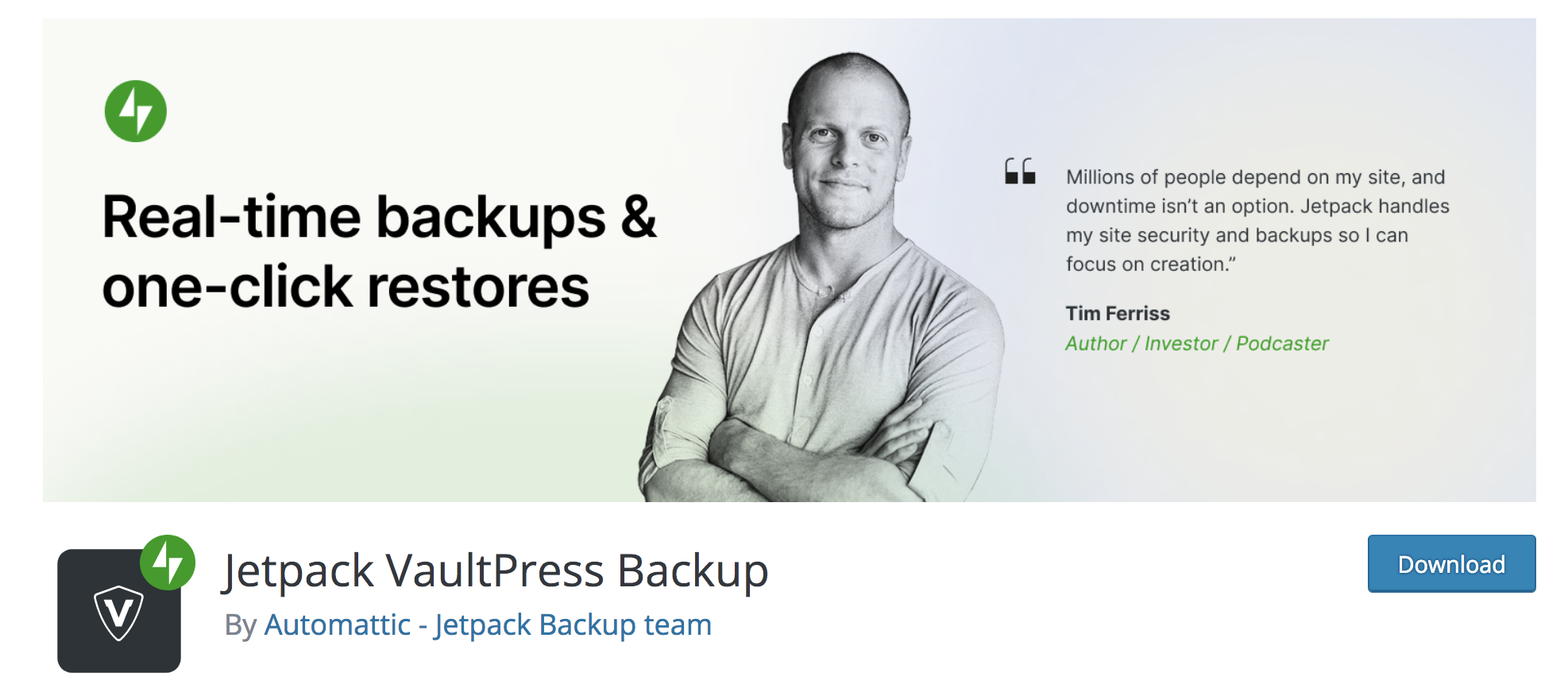 Pagina plugin Jetpack VaultPress Backup