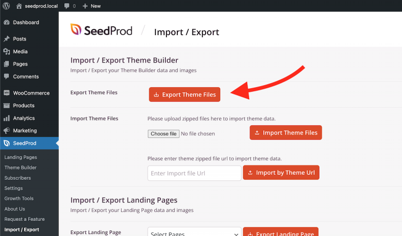 إنتاج البذور export WordPress theme files