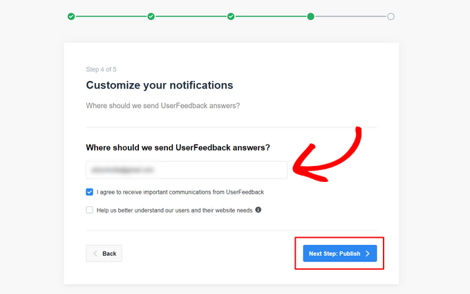 Personalizar notificaciones para UserFeedback Customize notifications for UserFeedback