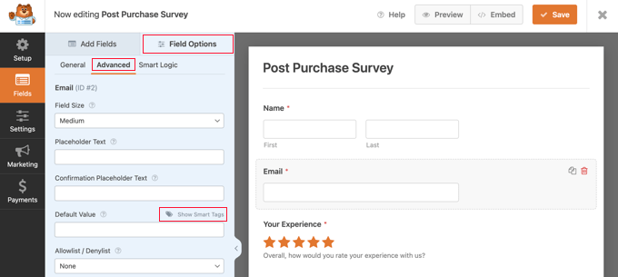 Las opciones de campo avanzadas en WPForms The Advanced Field Options in WPForms