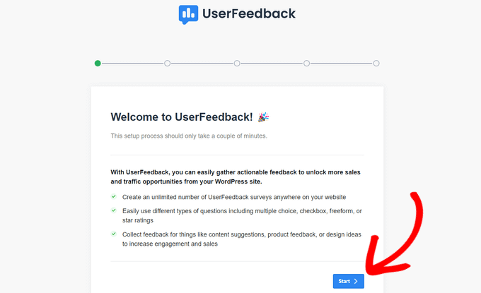 Asistente de configuración de comentarios de usuario UserFeedback Setup Wizard