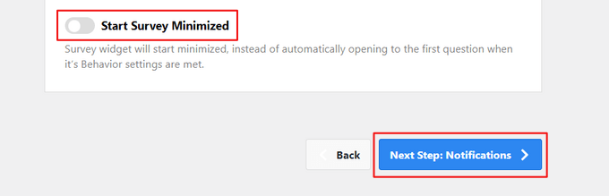 Habilitar la opción de encuesta minimizada Enable minimized survey option