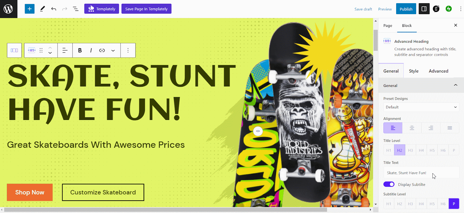 Site Web de la boutique de planches à roulettes Skateboard Shop Website