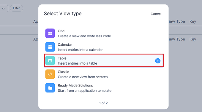 اختر نوع العرض Choose View type