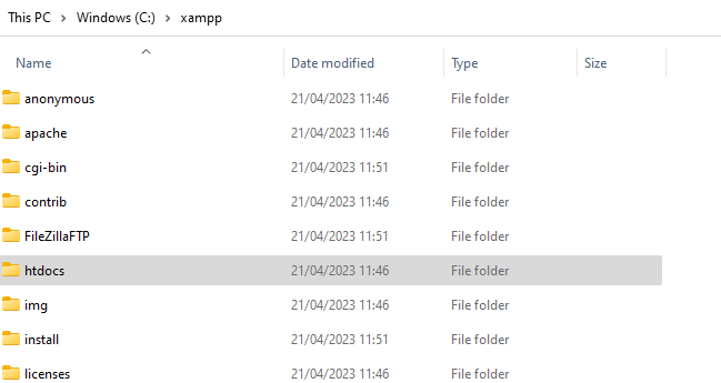 encontrando a pasta htdocs