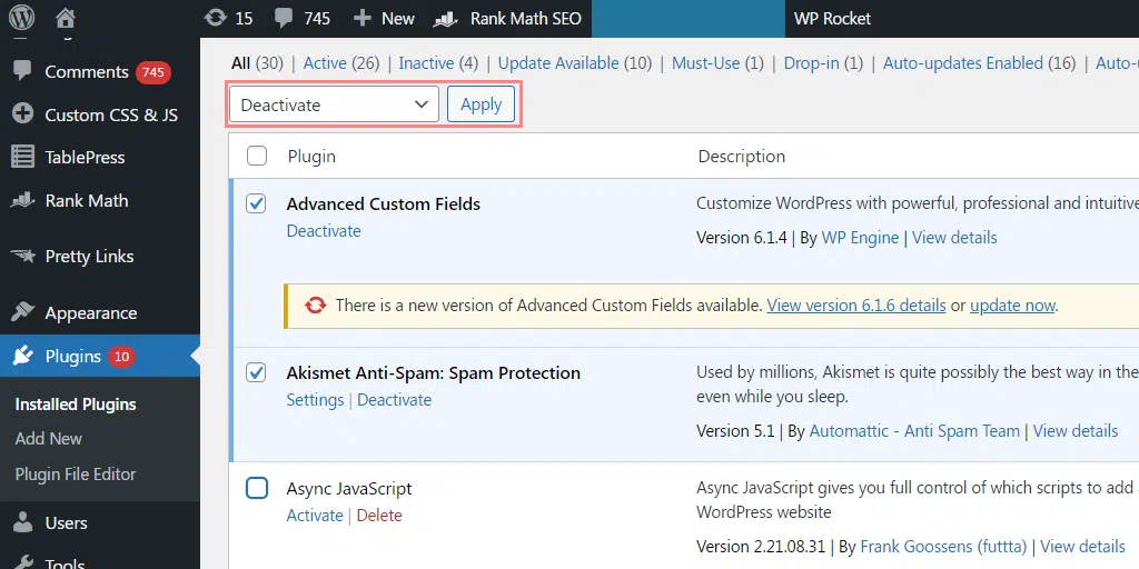 Was ist ein HTTP-302-Fehler? 6 schnelle Methoden zur Behebung 5 Deactivating WordPress Plugins that might be conflicting