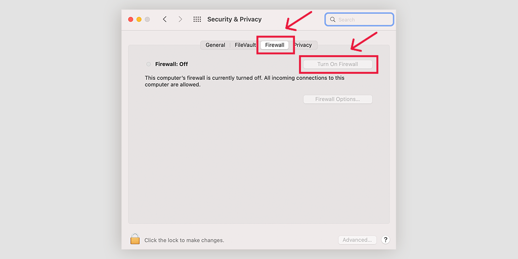 أفضل 11 طريقة لإصلاح "ERR_CONNECTION_CLOSED" في Chrome 12 Turning Firewalls on/off in macOS