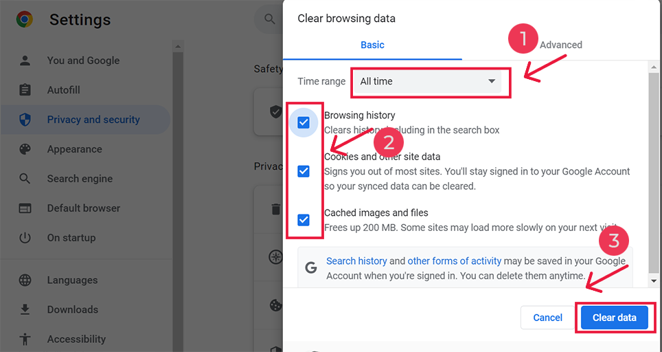 أفضل 11 طريقة لإصلاح "ERR_CONNECTION_CLOSED" في Chrome 8 clearing chrome browsing history and cache memory