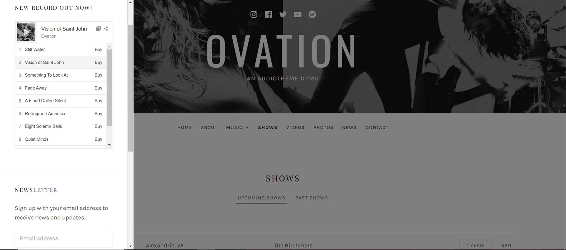 โมดูลเพลย์ลิสต์แถบด้านข้างของ Ovation