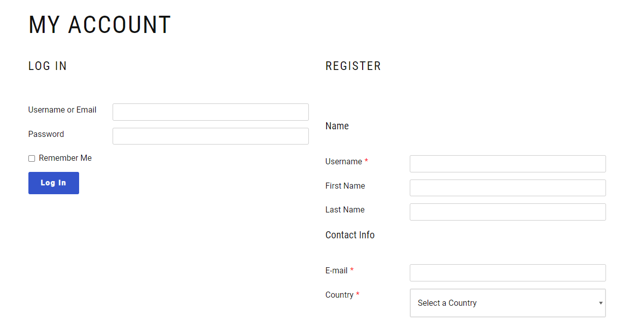 Login baru dan daftar formulir frontend