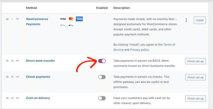 WooCommerce ödemelerini etkinleştirme Enabling WooCommerce payments