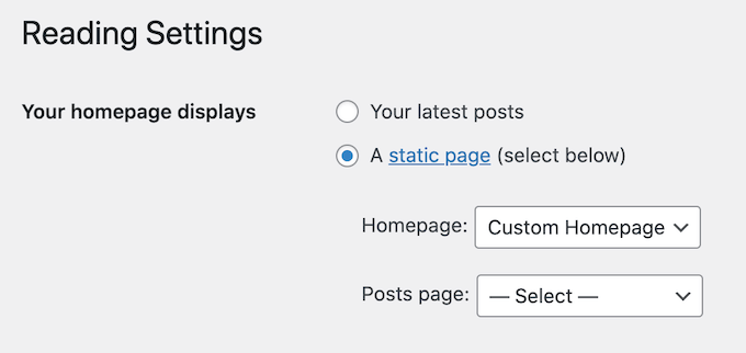 WordPress ana sayfa ayarları The WordPress homepage settings