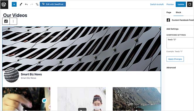 videofeedpagepreview SeedProd Video feed preview