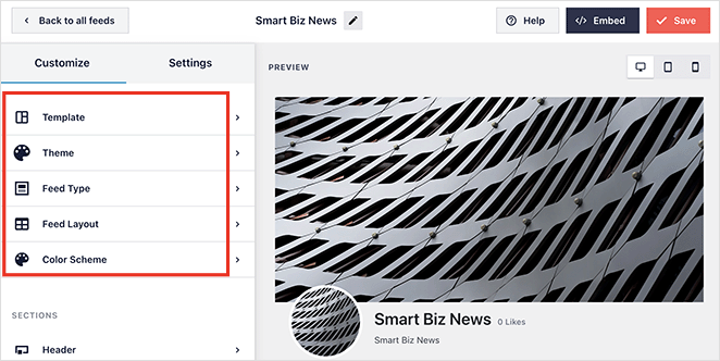 facebookfeedcustomizationoptions SeedProd Facebook feed customization options