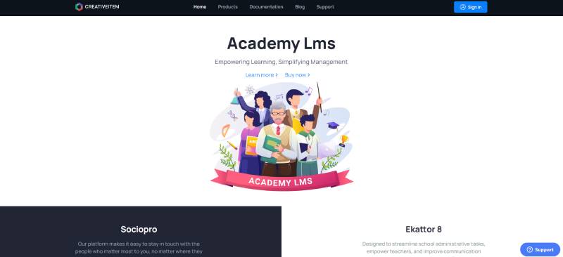 아카데미 LMS 홈페이지 스크린샷