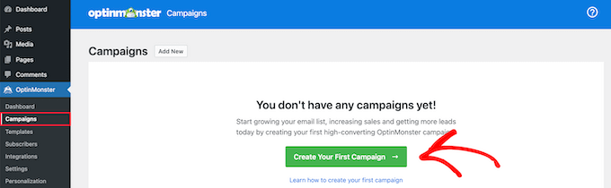 قم بإنشاء أول حملة OptinMonster Create first OptinMonster campaign