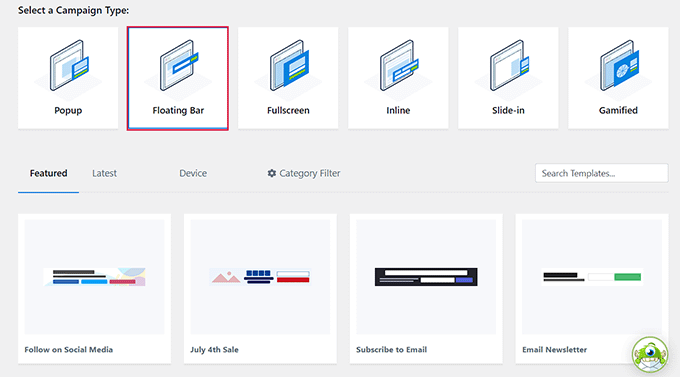 حدد قالب الشريط العائم Select the floating bar template