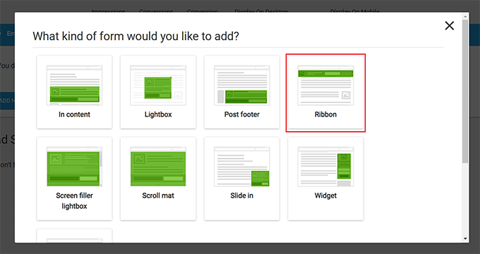 اختر نوع نموذج التقيد Choose an Opt-In form type