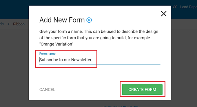 أدخل اسم النموذج Provide a form name