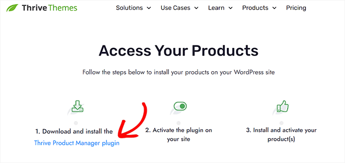 قم بتثبيت المكون الإضافي Thrive Product Manager Install the Thrive Product Manager plugin