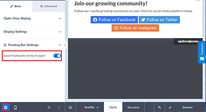 بدّل المفتاح لعرض الشعار في الأعلى Toggle the switch to display the banner at the top