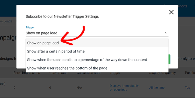 إضافة مشغل لعرض لافتة Add a trigger for banner display