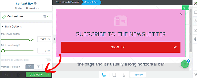 انقر فوق الزر حفظ العمل Click the Save Work button