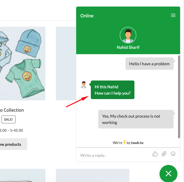 Questo è uno screenshot dell'interfaccia di eh Dokan Livechat