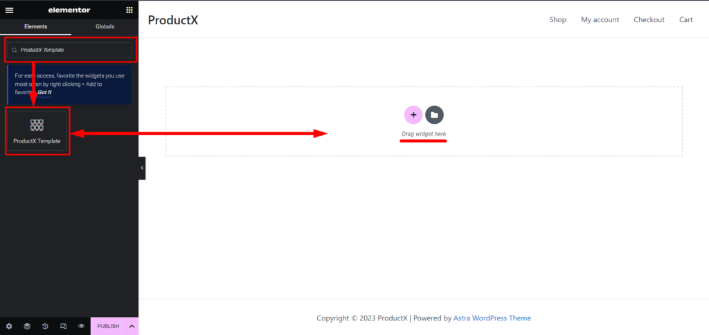 ProductX Page Builder-Integration: Elementor, Divi, Oxygen und Beaver 11 Drag ProductX Template
