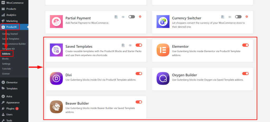 ProductX Page Builder-Integration: Elementor, Divi, Oxygen und Beaver 3 ProductX Integration Addons