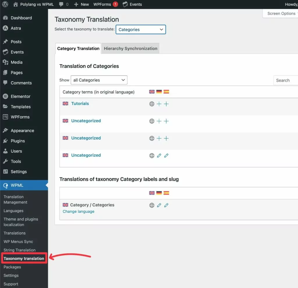 WPML 分类翻译