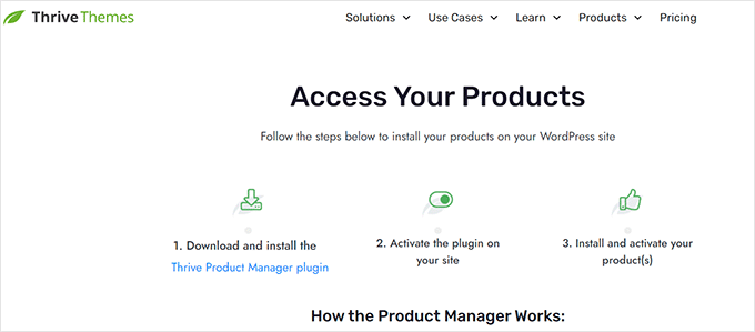 Thrive プロダクト マネージャーをインストールする Install Thrive Product Manager
