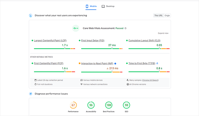 PageSpeed Insights のプレビュー PageSpeed Insights preview