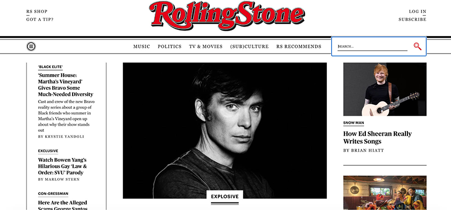 Rolling Stone-Suchleiste
