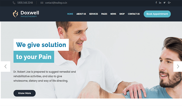9+ migliori temi WordPress per siti web di fisioterapia 2023 10 doxwell 121