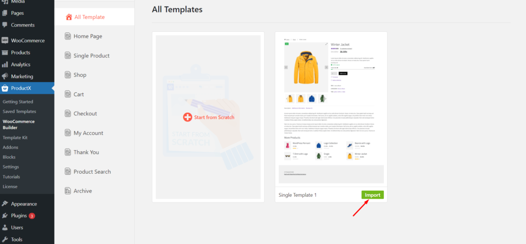 如何设置 WooCommerce 追加销售产品(提高电子商务收入)8 import premade template for product page