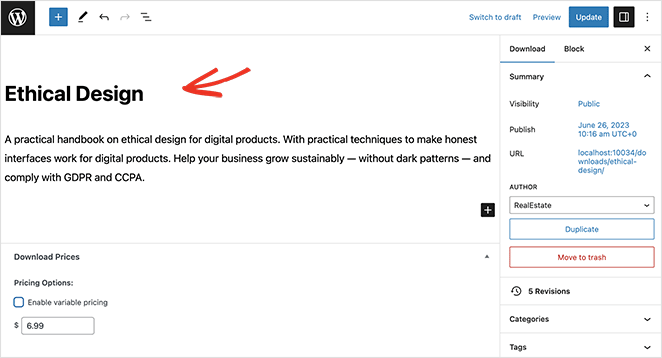 informasi-edd-produk - SeedProd Easy Digital Downloads product information