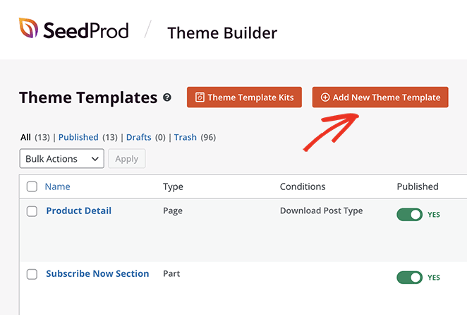 tambahkan-tema-templat baru - SeedProd Add new theme template