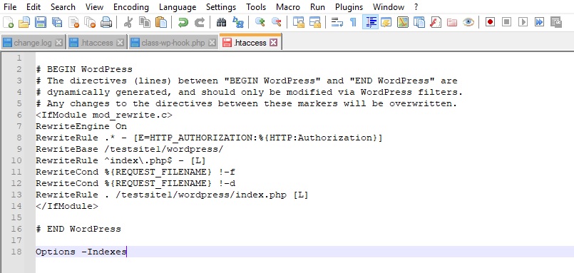 Предварительный просмотр файла htaccess отключить просмотр каталогов в wordpress