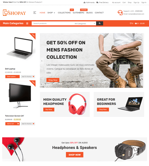 Шаблон интернет-магазина Shopay WordPress Бесплатно