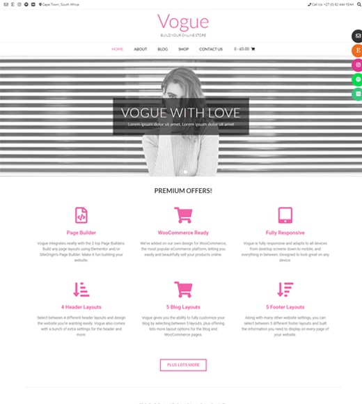 Бесплатная тема WordPress для электронной коммерции Vogue