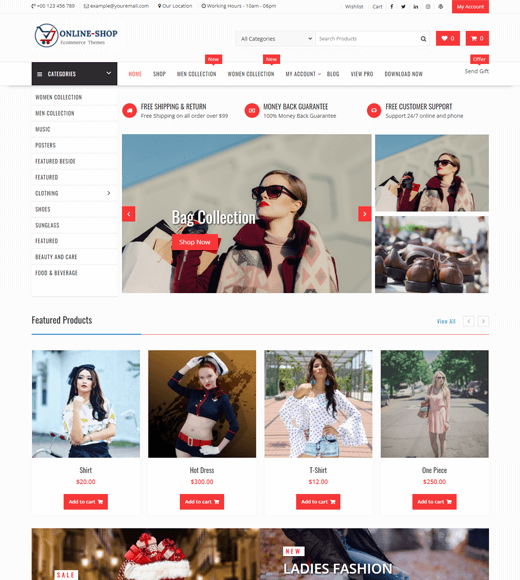 Интернет-магазин Бесплатная тема и шаблон WordPress