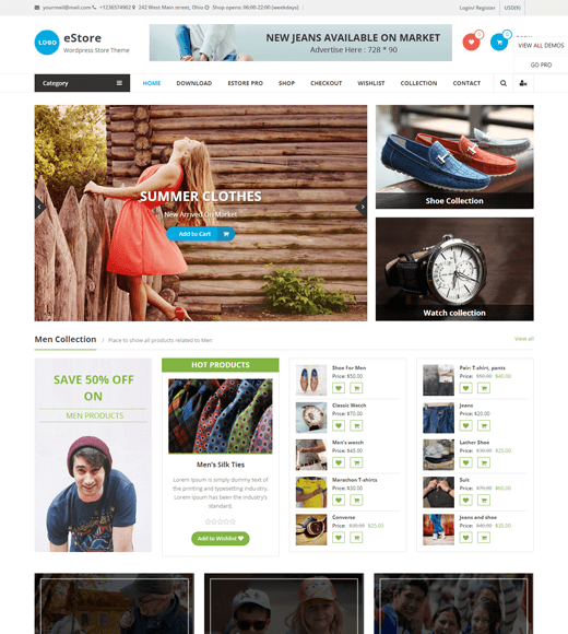 eStore Бесплатная тема WordPress для электронной коммерции